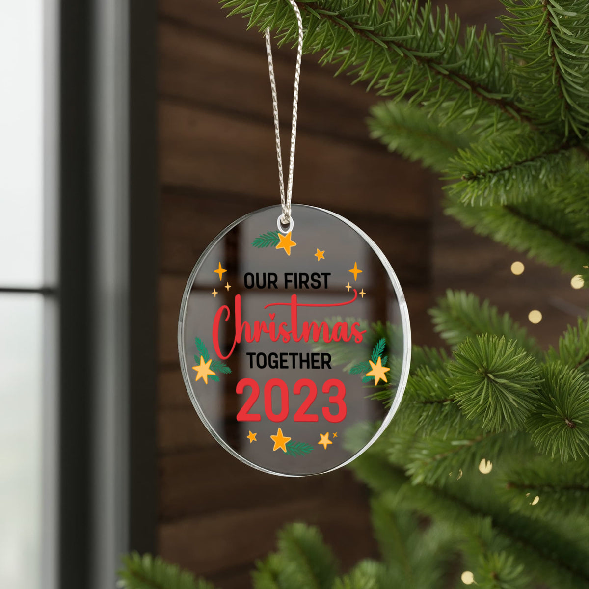 Our First Christmas Together 2023 Acrylic Circle Ornament, Couple Christmas Keepsake Gift