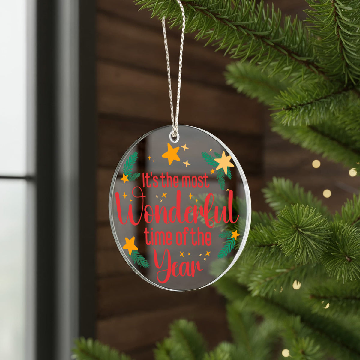 It's The Most Wonderful Time of the Year Acrylic Circle Ornament, Christmas Holiday Keepsake Gift