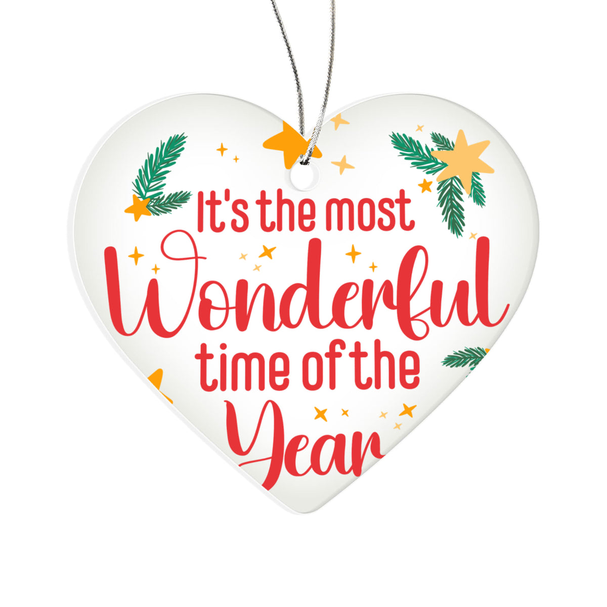 It's The Most Wonderful Time Of The Year Acrylic Heart Ornament