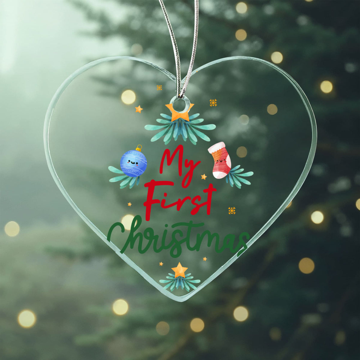 My First Christmas Acrylic Heart Ornament