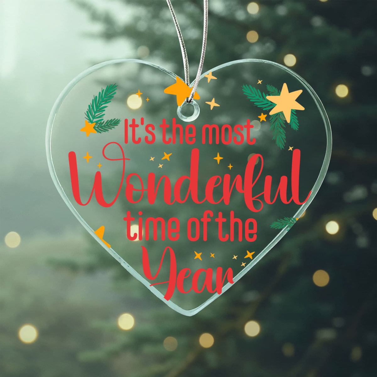 It's The Most Wonderful Time Of The Year Acrylic Heart Ornament