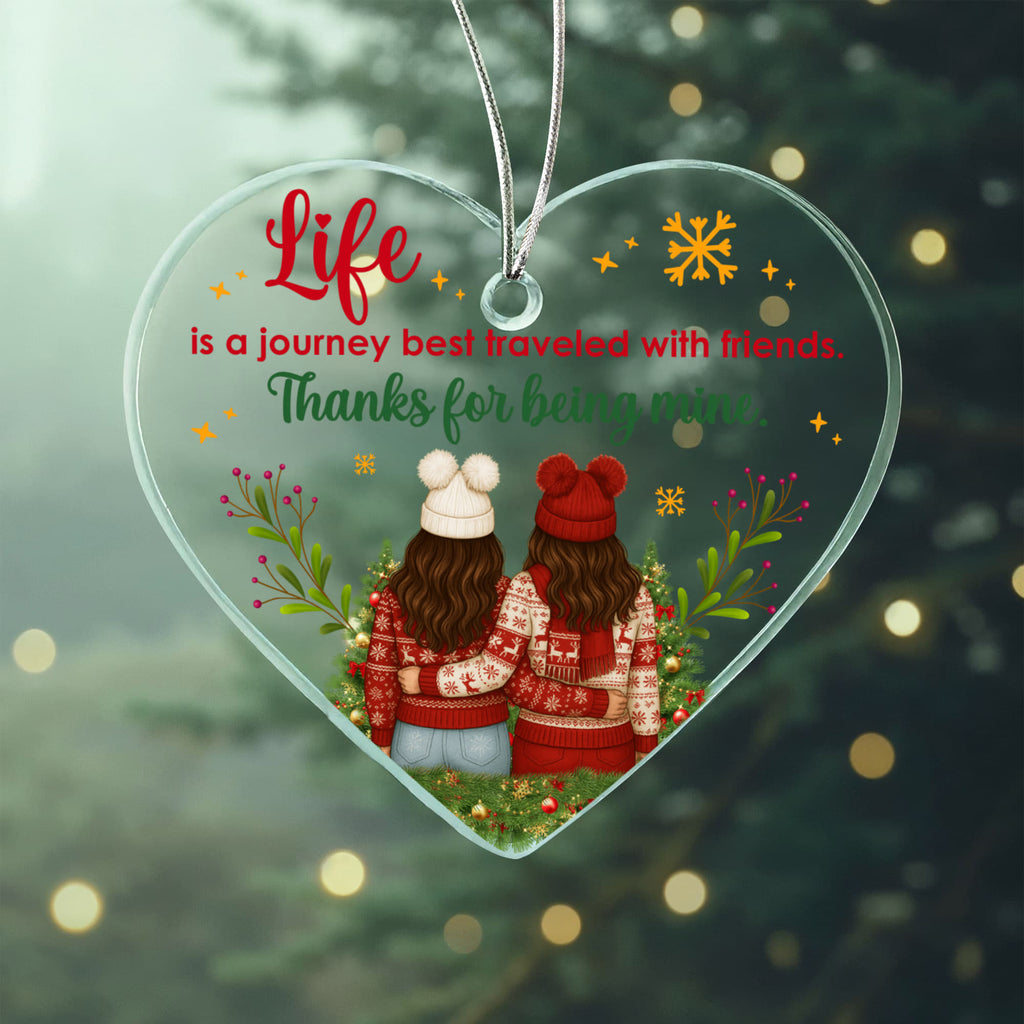Life Is A Journey Acrylic Heart Ornament - Gift for Friend