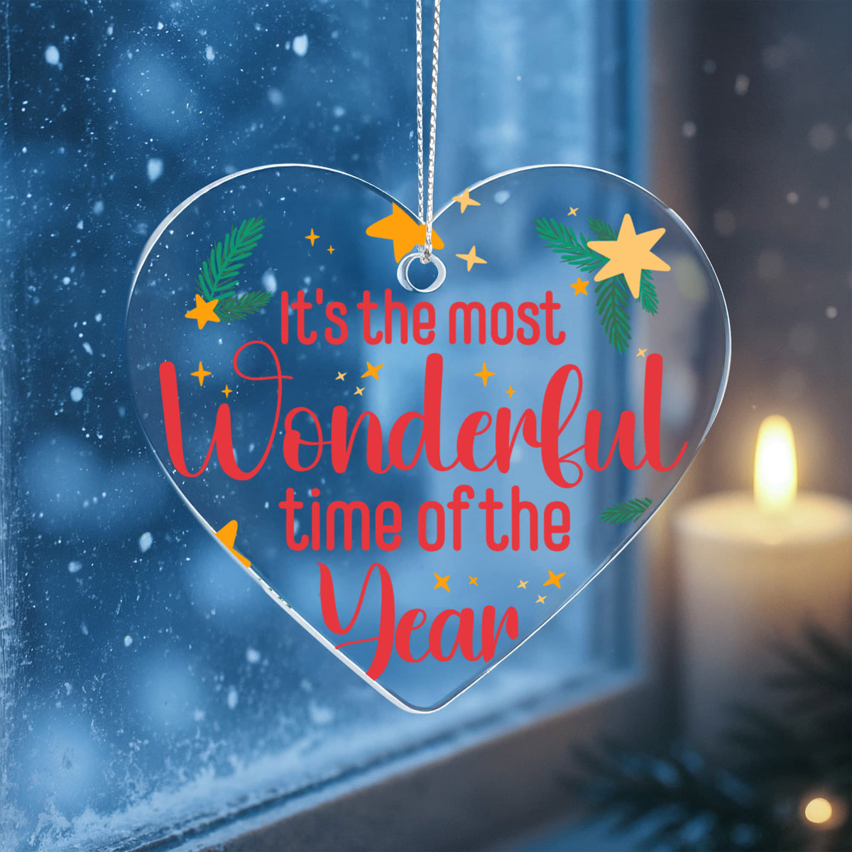 It's The Most Wonderful Time Of The Year Acrylic Heart Ornament