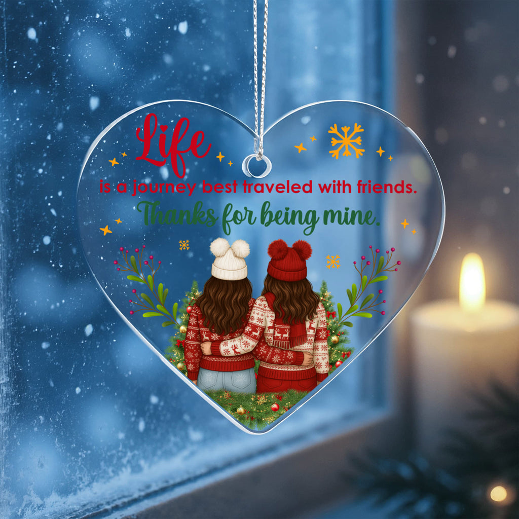 Life Is A Journey Acrylic Heart Ornament - Gift for Friend