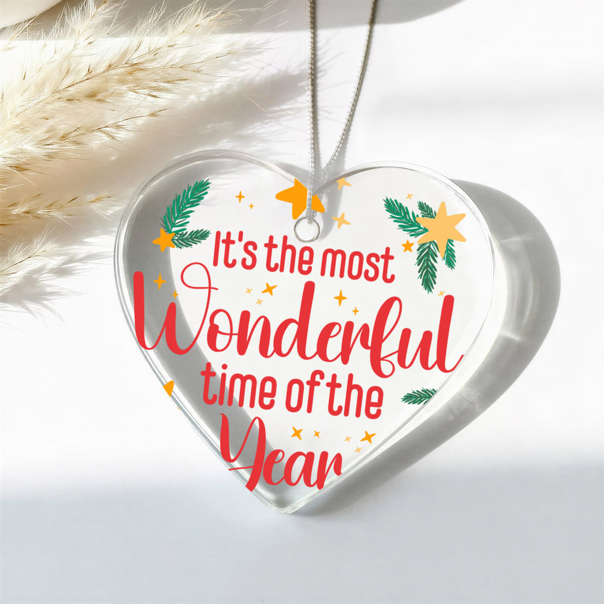 It's The Most Wonderful Time Of The Year Acrylic Heart Ornament