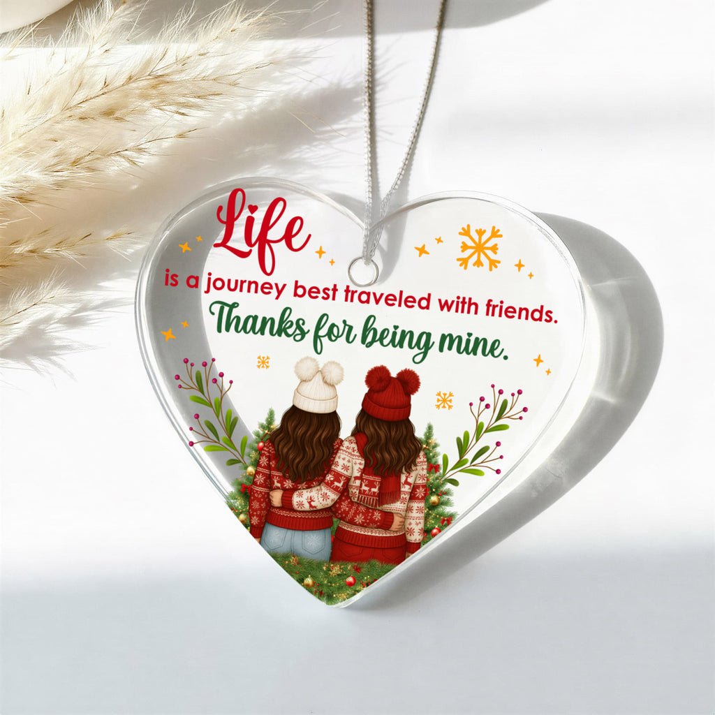 Life Is A Journey Acrylic Heart Ornament - Gift for Friend