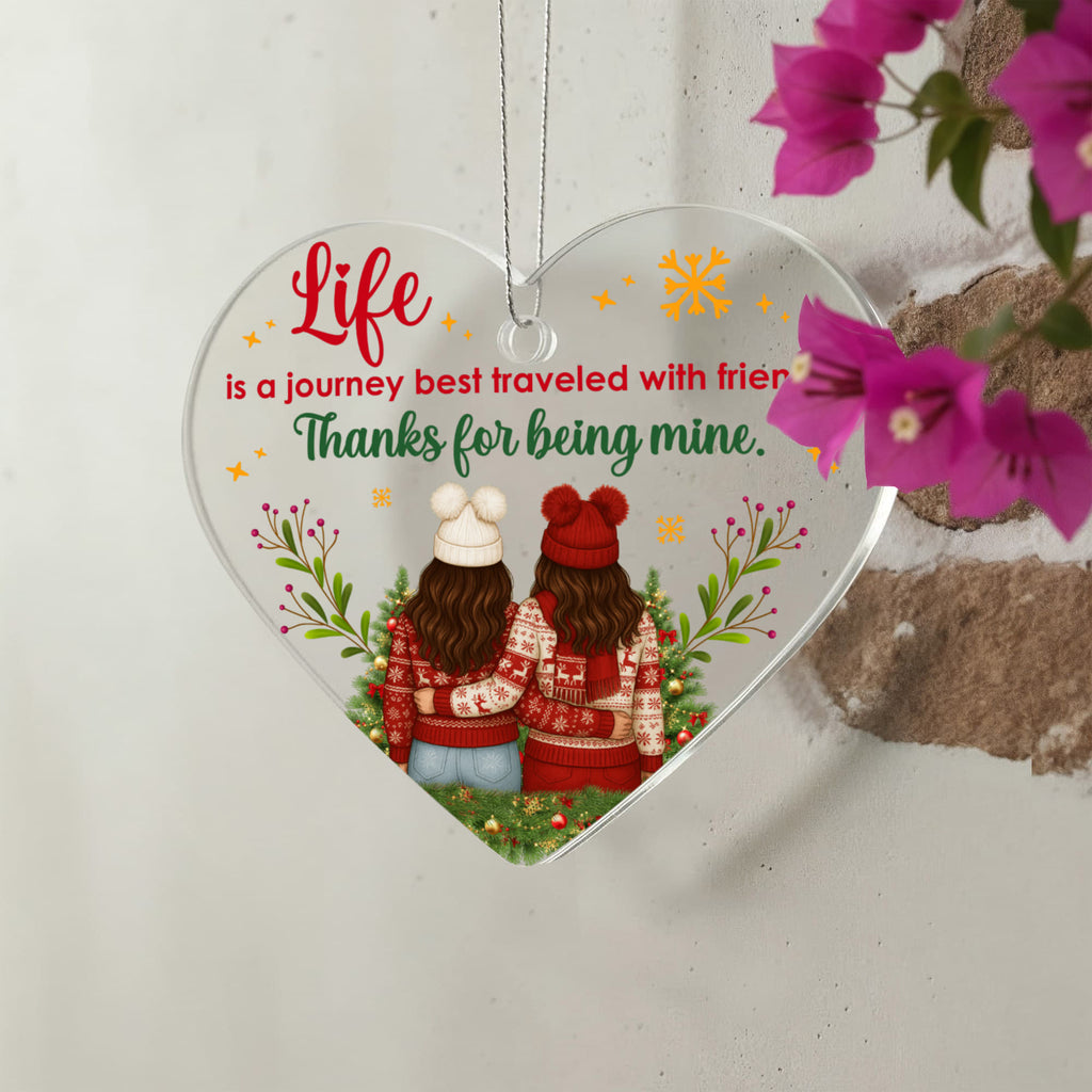 Life Is A Journey Acrylic Heart Ornament - Gift for Friend