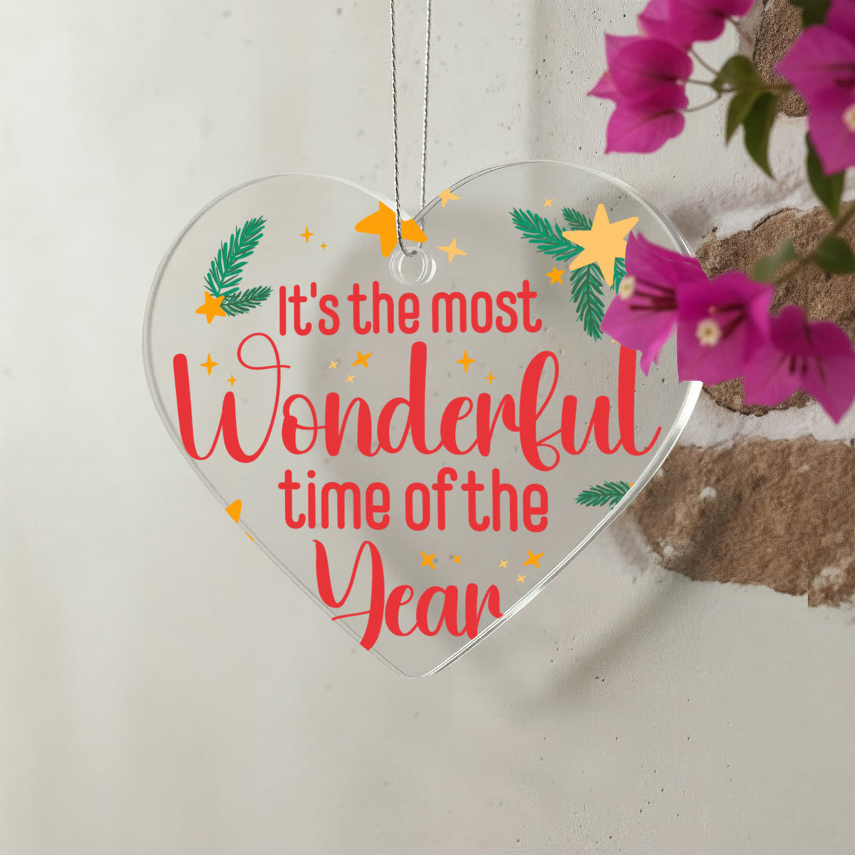 It's The Most Wonderful Time Of The Year Acrylic Heart Ornament