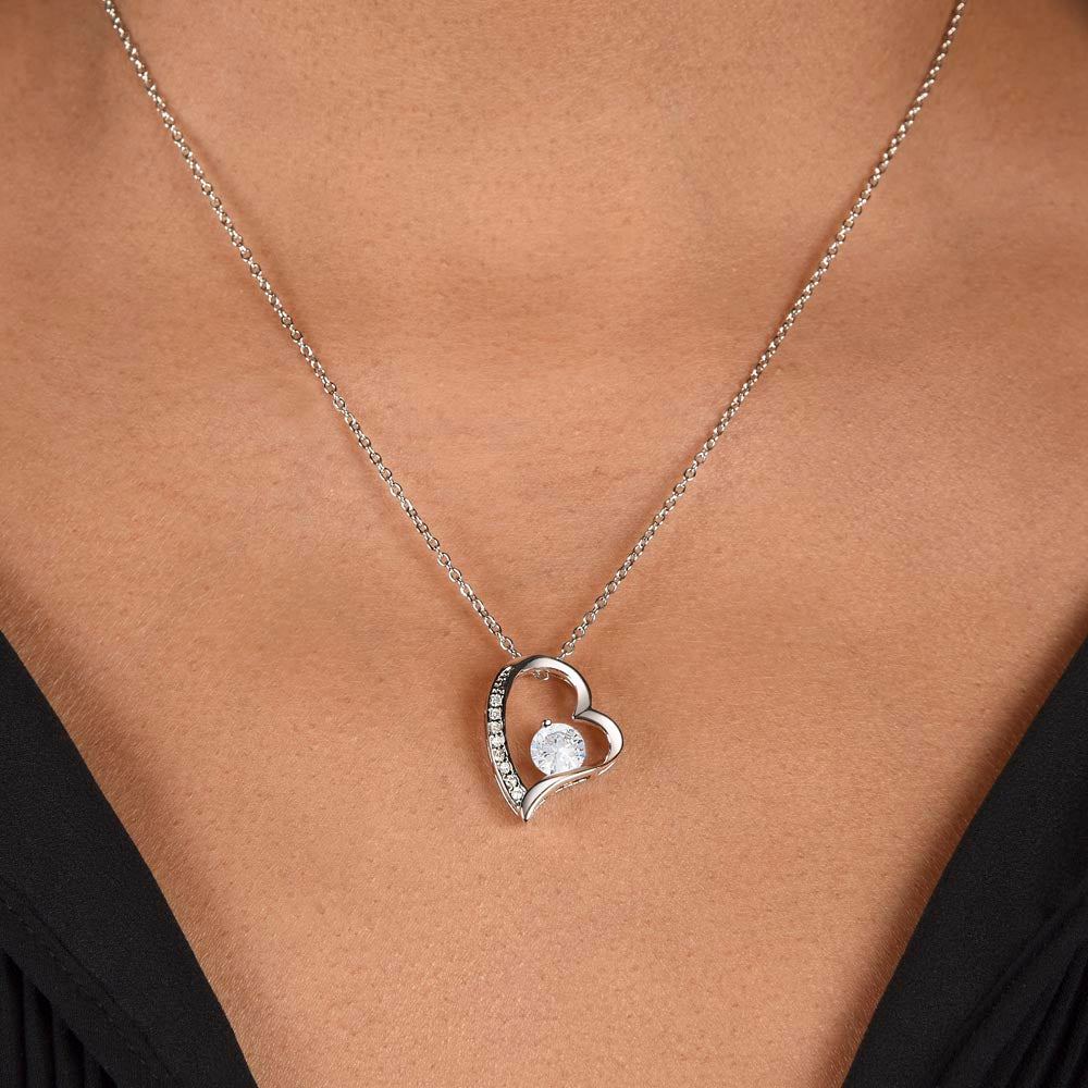 Daughter wearing the Forever Love necklace